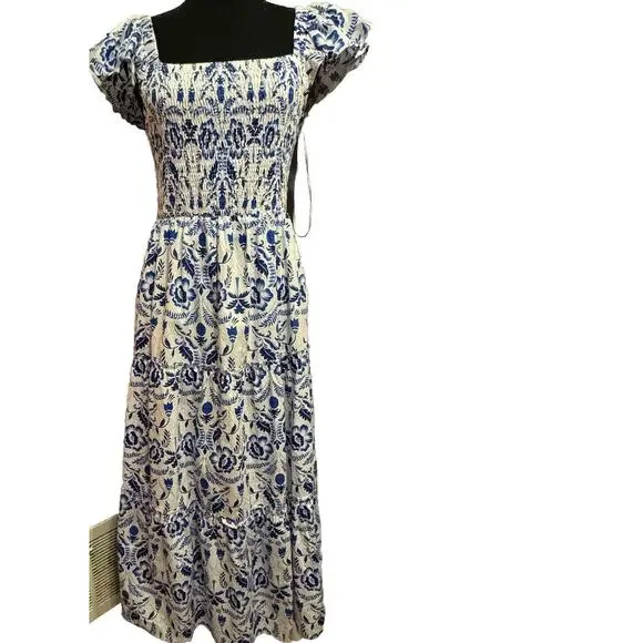 Sugarlips Dress Medium Cottagecore Smocked Tiered Maxi Coastal Vacation Cruise - Picture 10 of 10